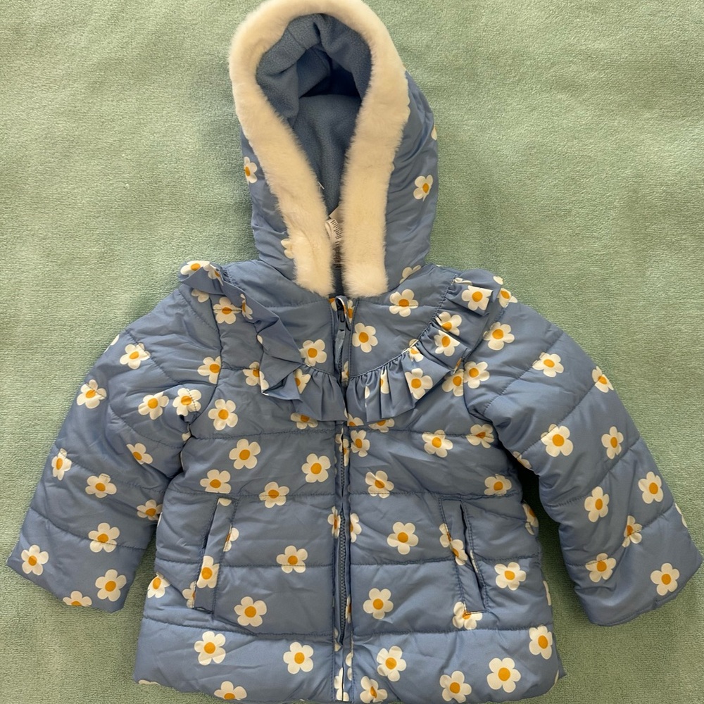 NWT Little Me Girl’s Floral Puffer Jacket, Tee, & Legging 3-piece Set 2T - Picture 6 of 11